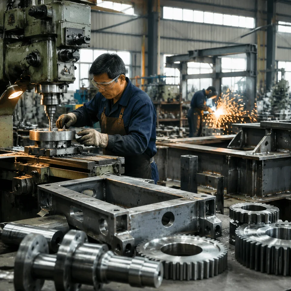 CNC machining of precision steel structural parts in the Wenjun workshop